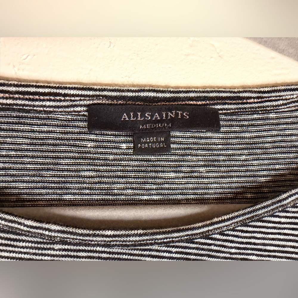 All Saints Monochrome Striped Knit Long-sleeved Tee - Picture 2 of 6
